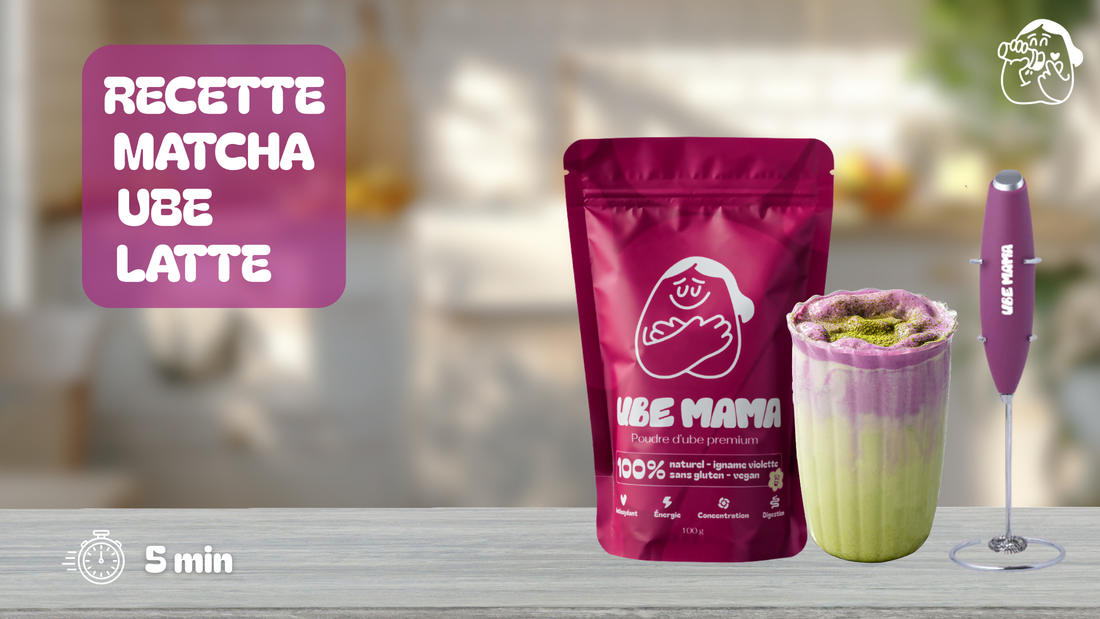 Recette Matcha Ube Latte  – Une boisson onctueuse et colorée à faire maison